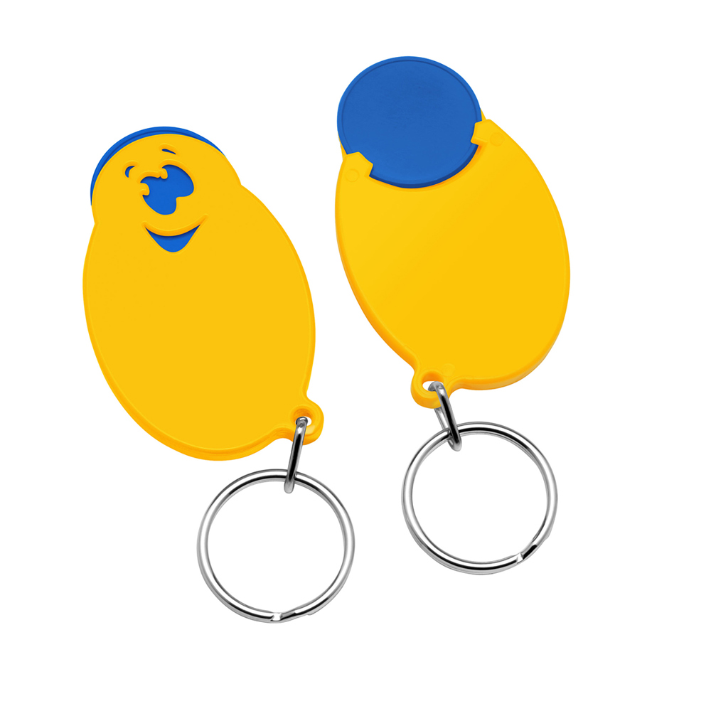 Chiphalter mit 1€-Chip "Gesicht" - blau/gelb