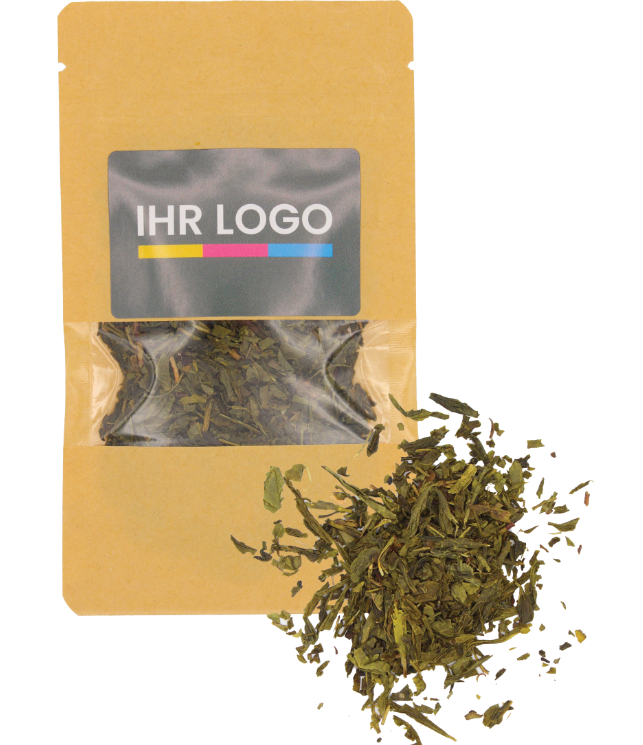 Grüner Tee verpackt im Doypack Beutel klein Natur