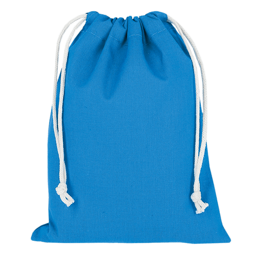 Baumwoll-Zuziehbeutel, OEKO-TEX®, 15 x 20 cm, ca. 140 g/m² - Hellblau