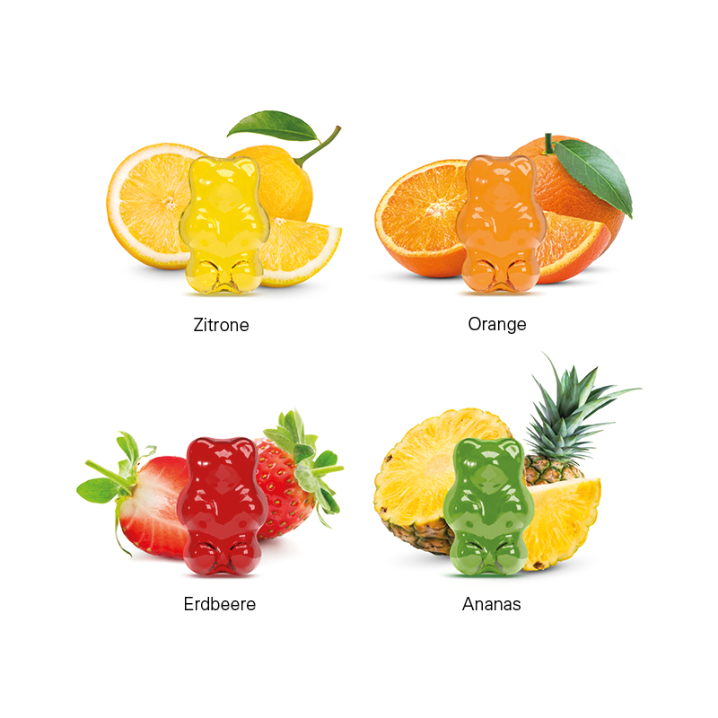 Fruchtgummi Tetraeder, Folie weiß, Trolli Fruchtgummi Auto-Mischung