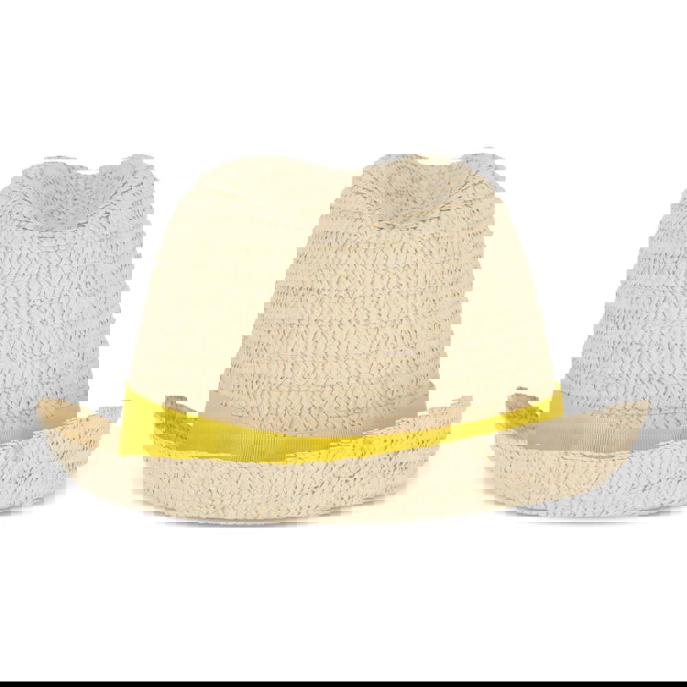 Pflanzlicher Strohhut mit farbigem Band