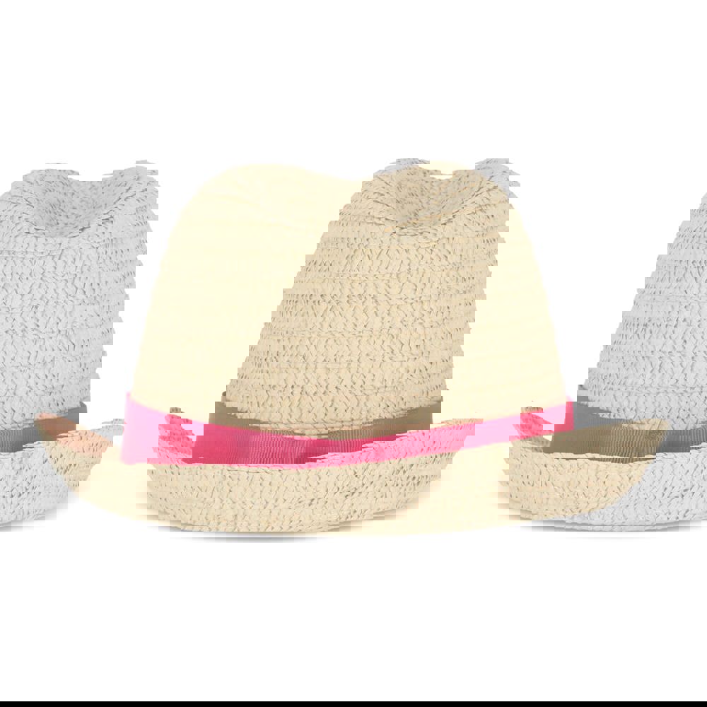 Pflanzlicher Strohhut mit farbigem Band