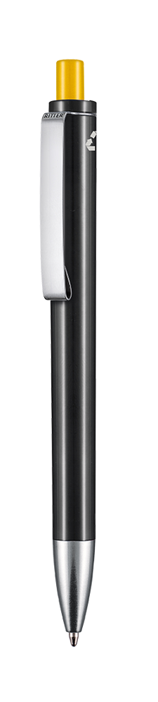 Kugelschreiber EXOS RECYCLED - schwarz recycled/apricot-gelb