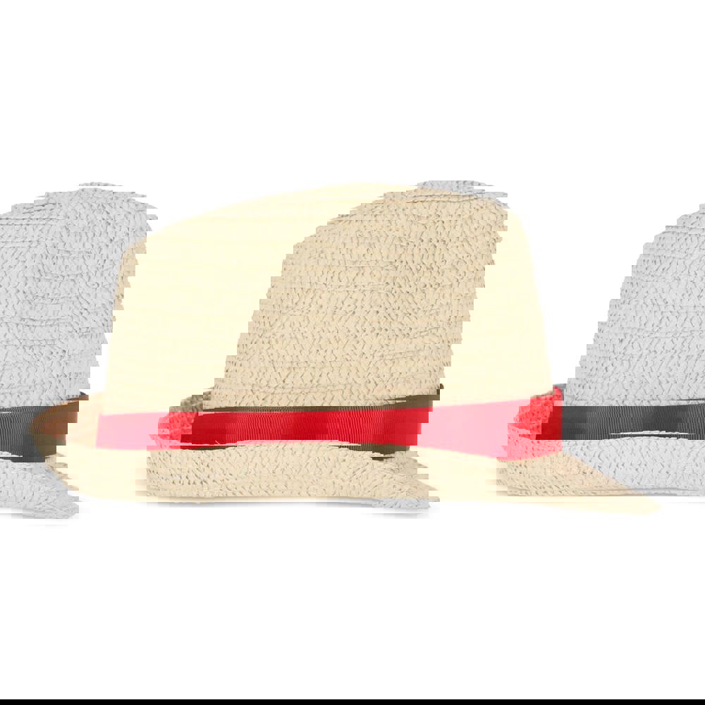 Pflanzlicher Strohhut mit farbigem Band