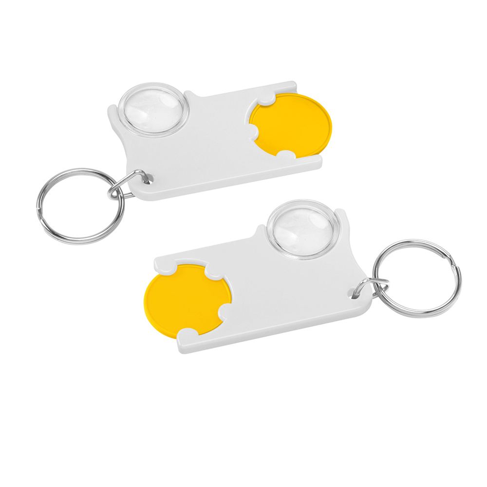 Chiphalter mit 1€-Chip und Lupe - Gelb/Weiß