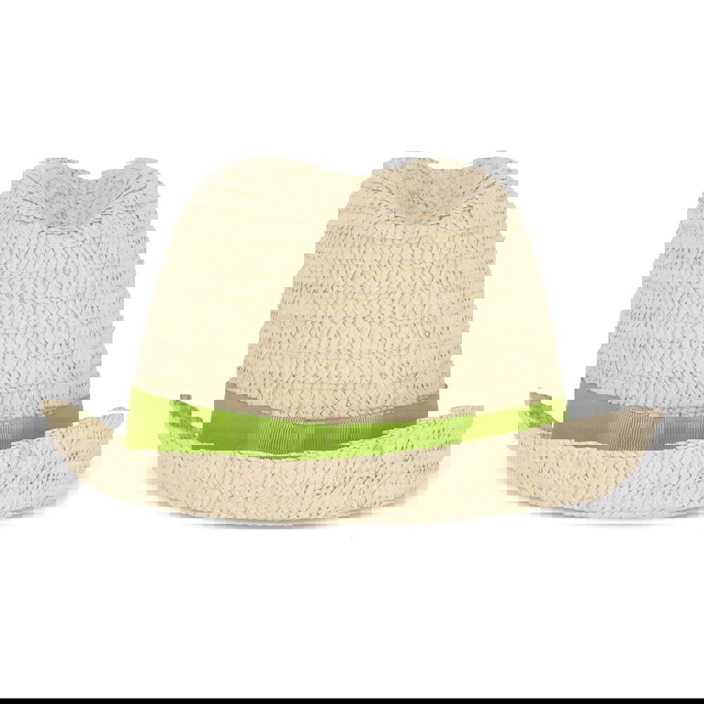 Pflanzlicher Strohhut mit farbigem Band