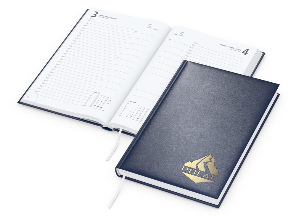 Tageskalender Advance, dunkelblau, Goldprägung