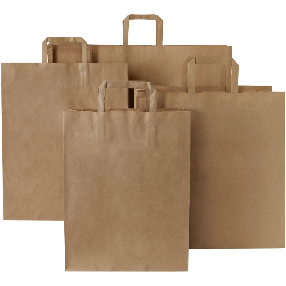 Kraftpapiertasche 80-90 g/m² mit flachen Griffen – 34 × 20 × 35 cm