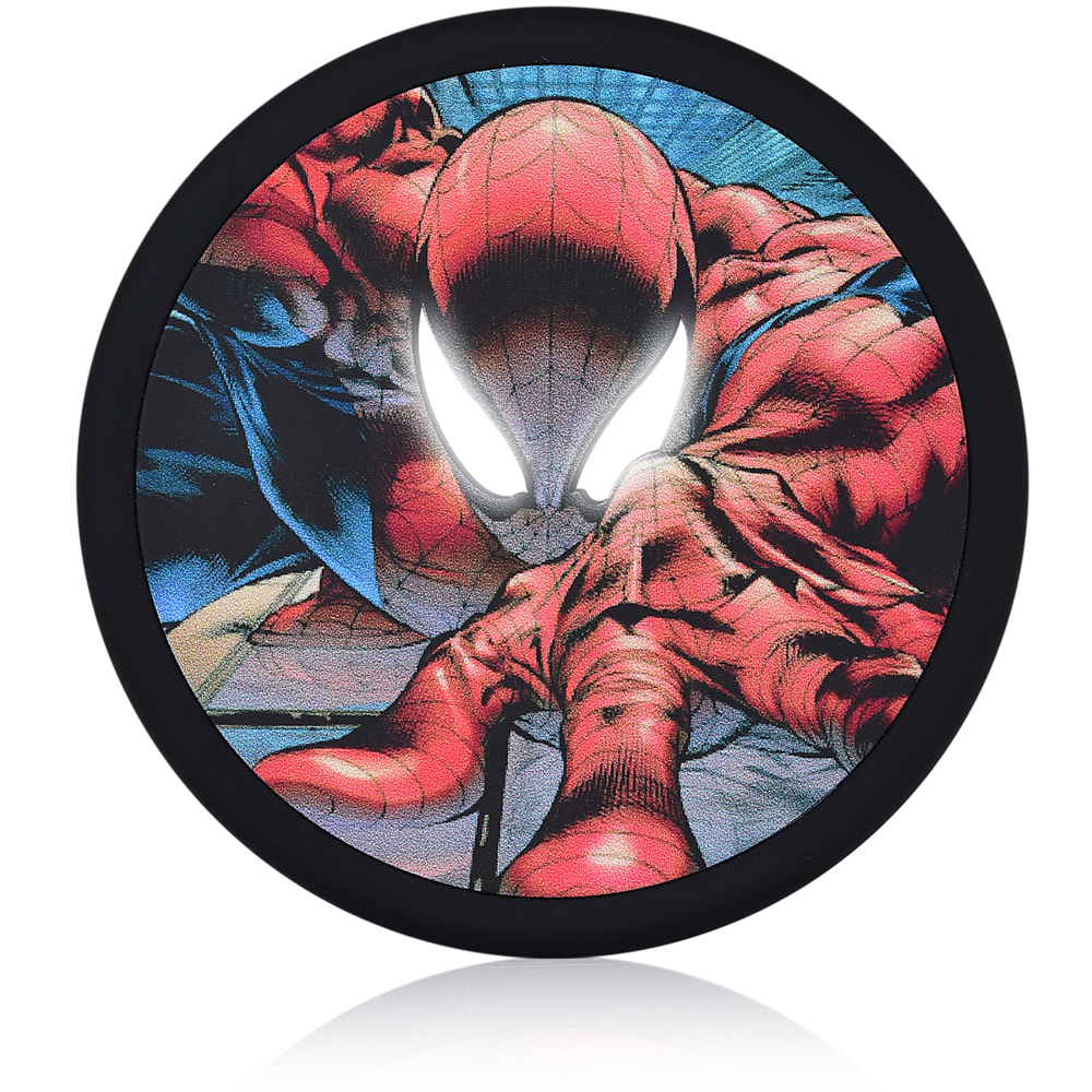 LED-logo QI-Ladestation 10 Watt - schwarz gummiert mit LED weiß