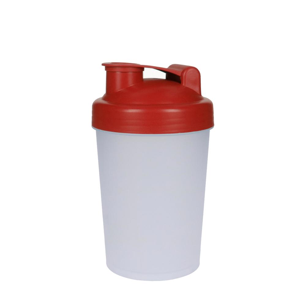 Shaker "Protein", 0,40 l - transluzent/standard-rot