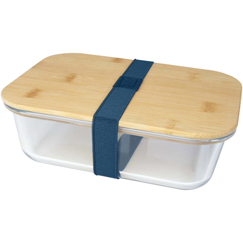 Roby 1000 ml Glas Lunchbox mit Bambusdeckel - hale blau