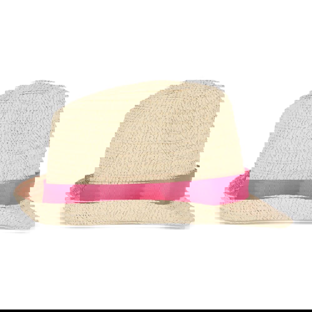 Pflanzlicher Strohhut mit farbigem Band