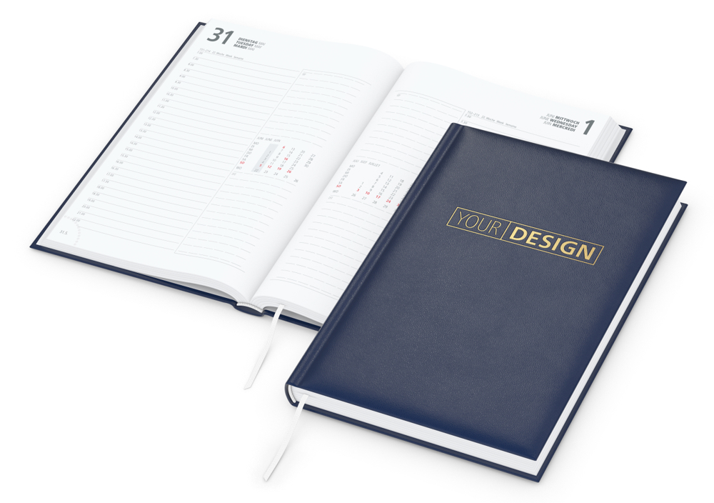 Tageskalender Image, dunkelblau, Goldprägung