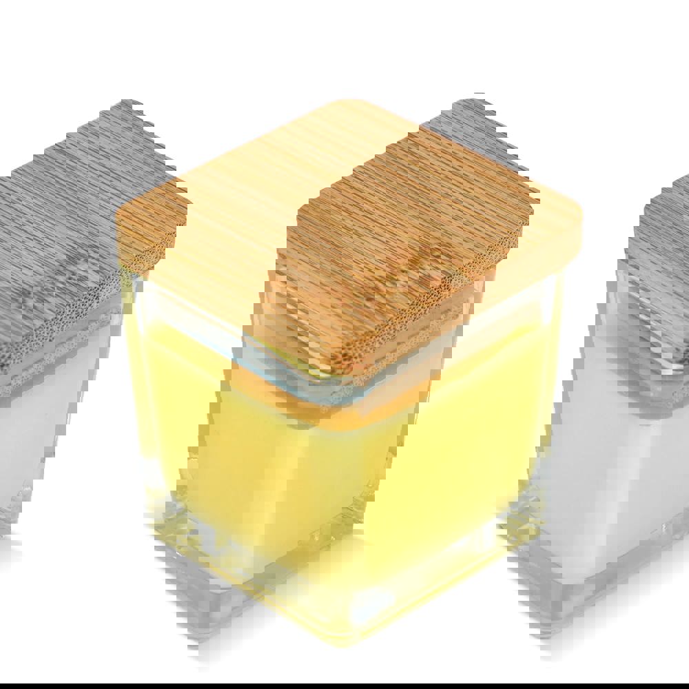 Chakra Kerze auf pflanzlicher Basis im Glasgefäß - gelb