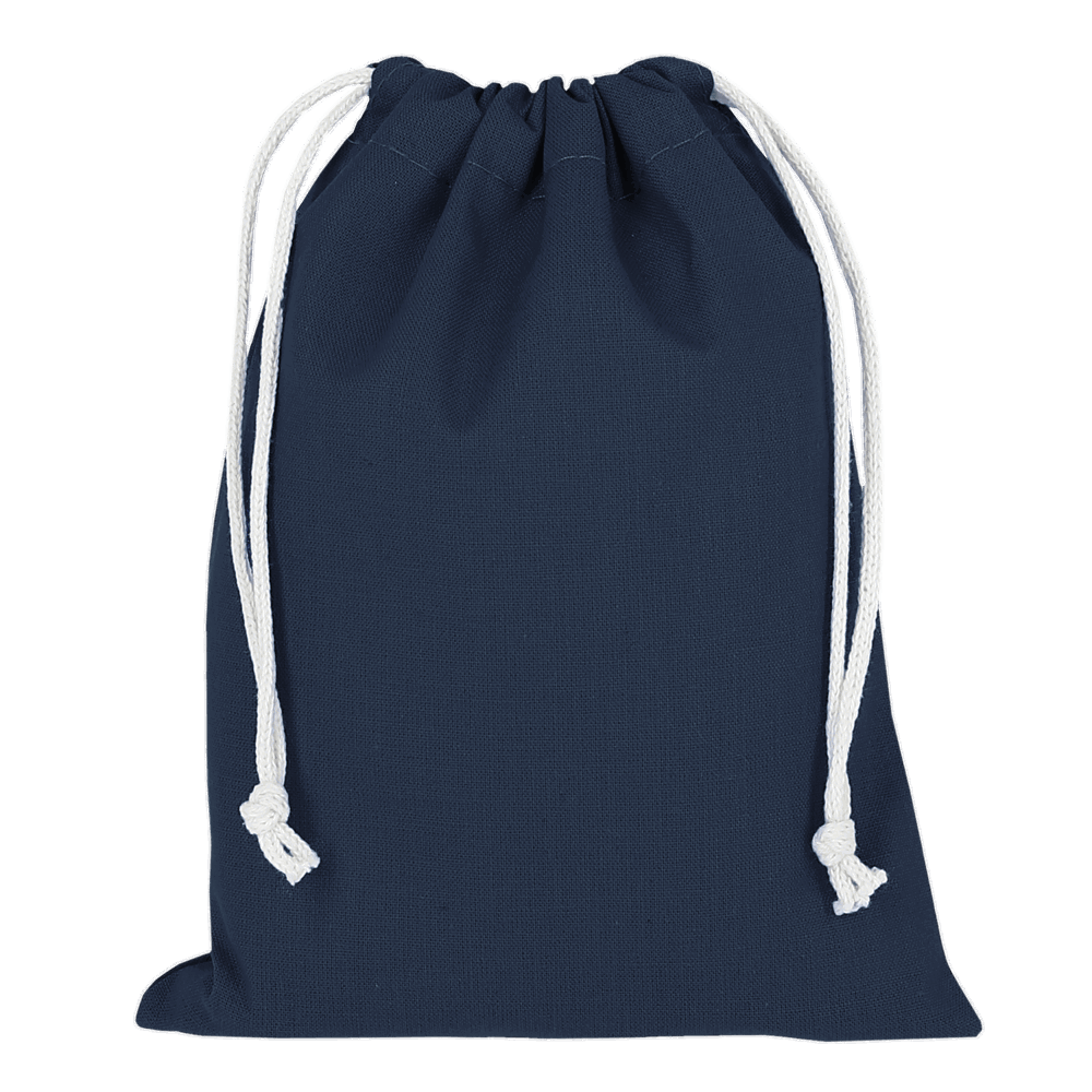 Baumwoll-Zuziehbeutel, OEKO-TEX®, 15 x 20 cm, ca. 140 g/m² - Dunkelblau