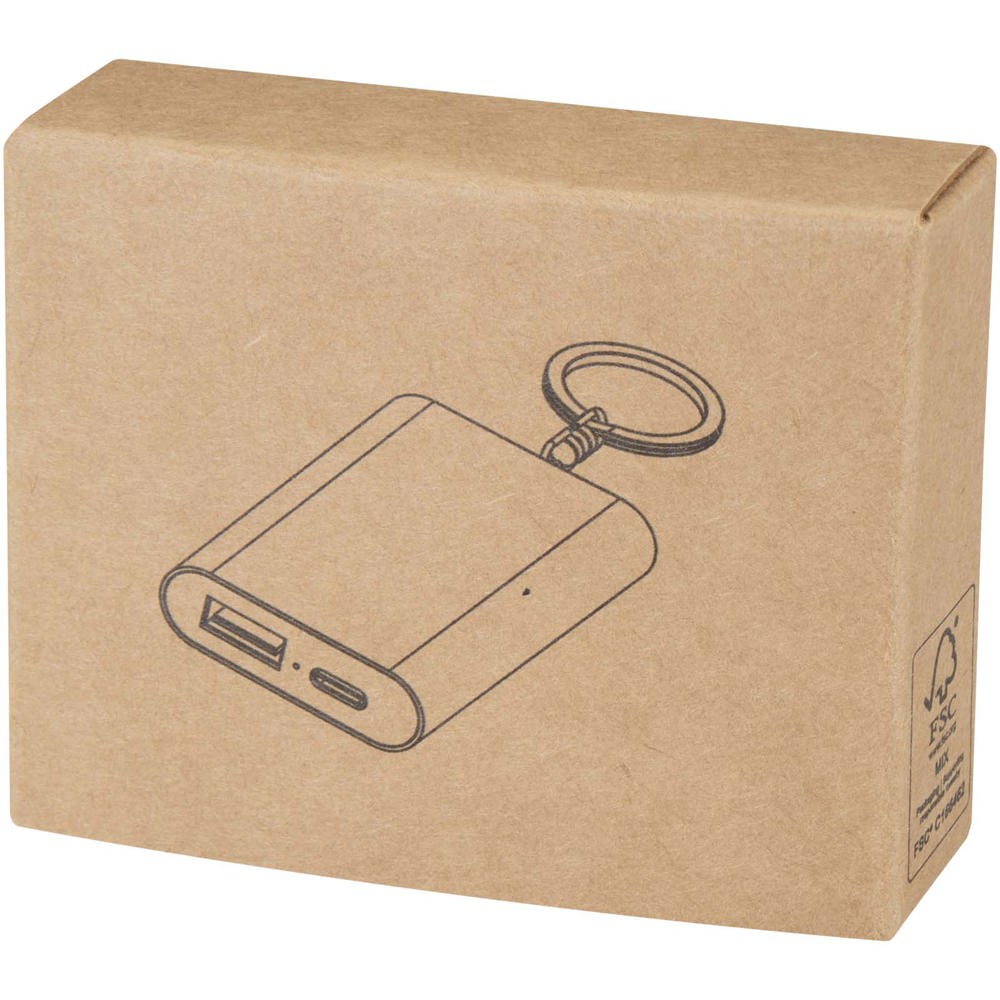 Arcturus 2000 mAh Powerbank aus recyceltem Aluminium mit Schlüsselanhänger