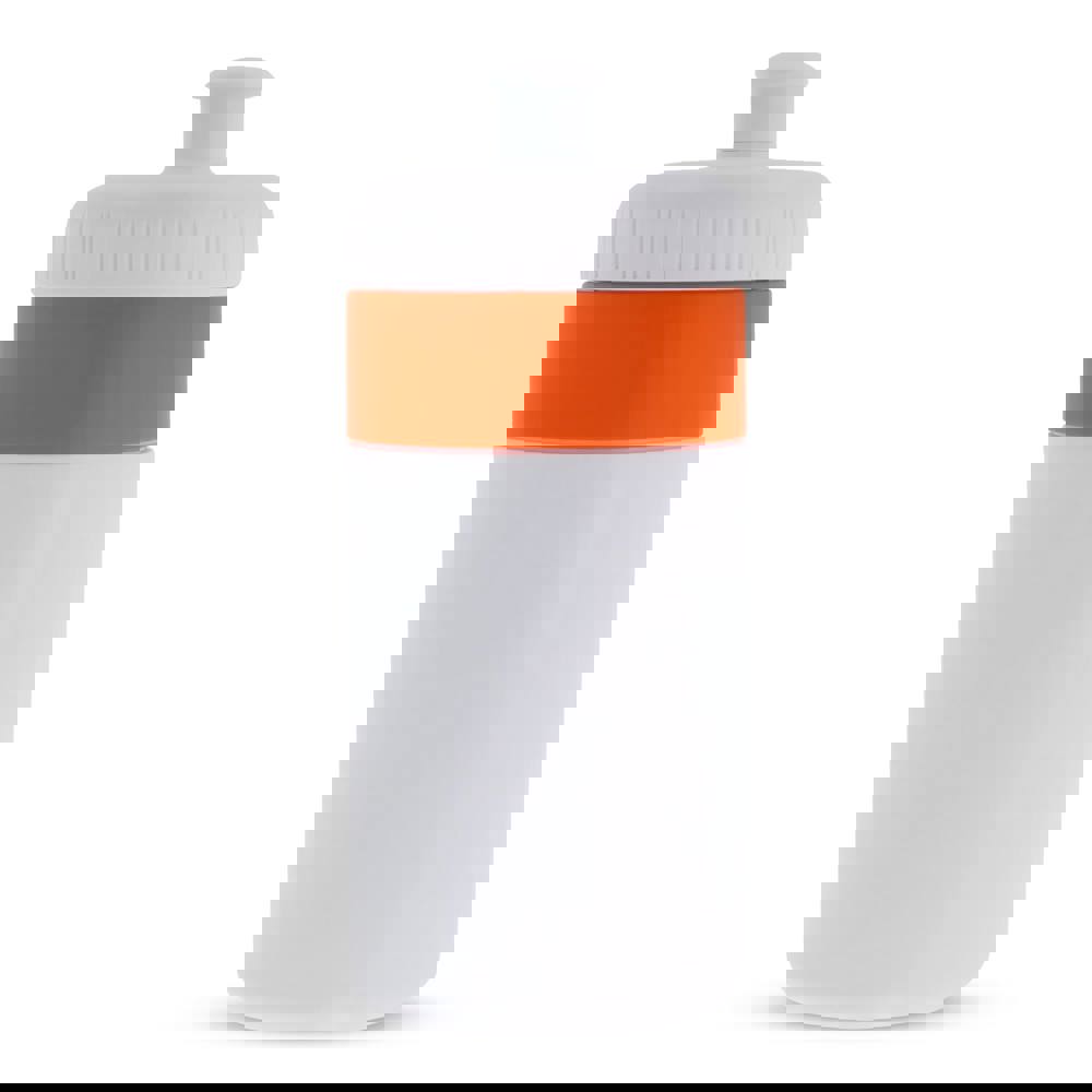 Sportflasche mit Rand 500ml - Weiss / Orange