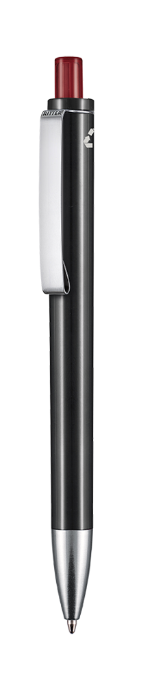 Kugelschreiber EXOS RECYCLED - schwarz recycled/rubin-rot TR/FR