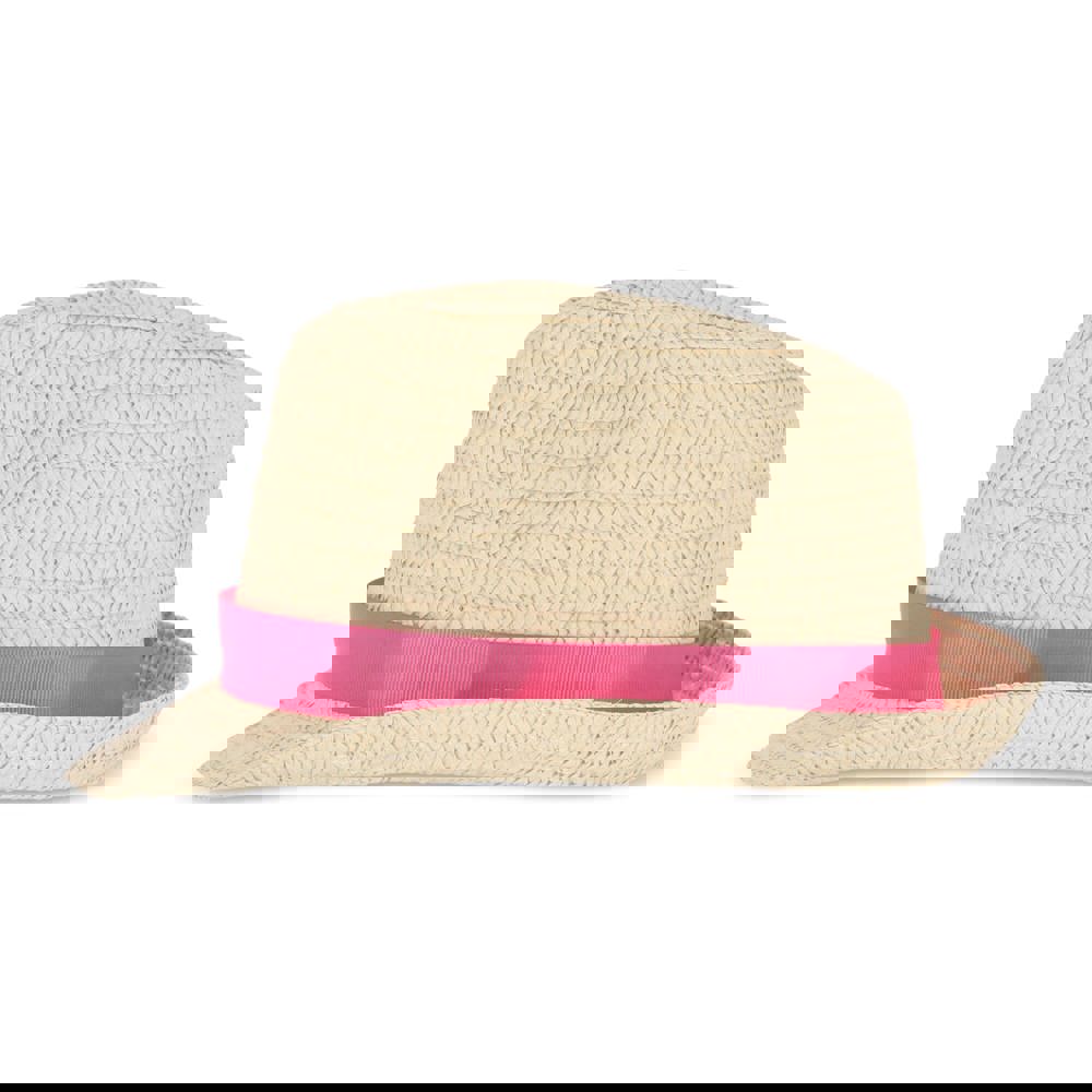 Pflanzlicher Strohhut mit farbigem Band