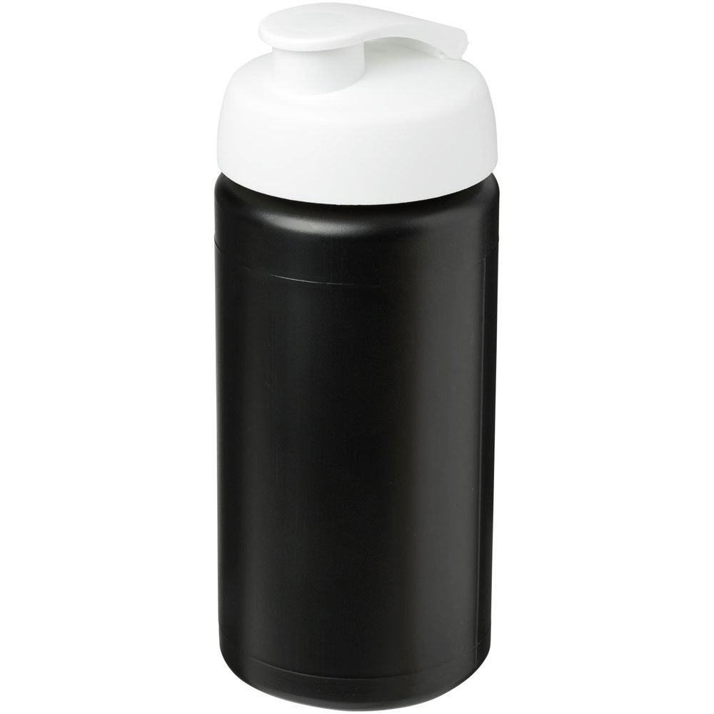 Baseline® Plus grip 500 ml Sportflasche mit Klappdeckel - schwarz, weiss