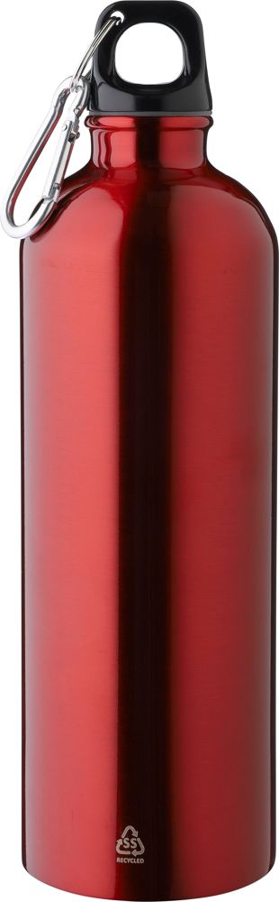 Recycelte einwandige Edelstahlflasche (750 ml) Emeric - Rot