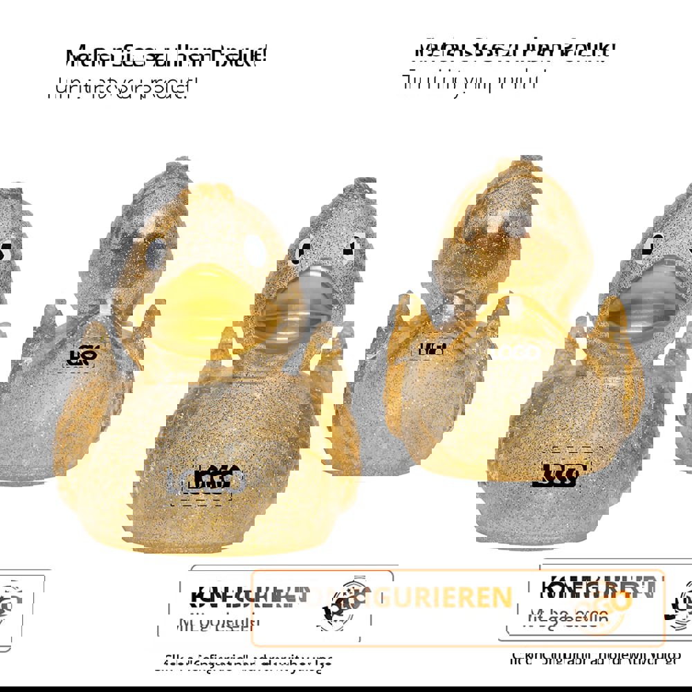 Quietsche-Ente, glitzer/gold, 7,5 cm