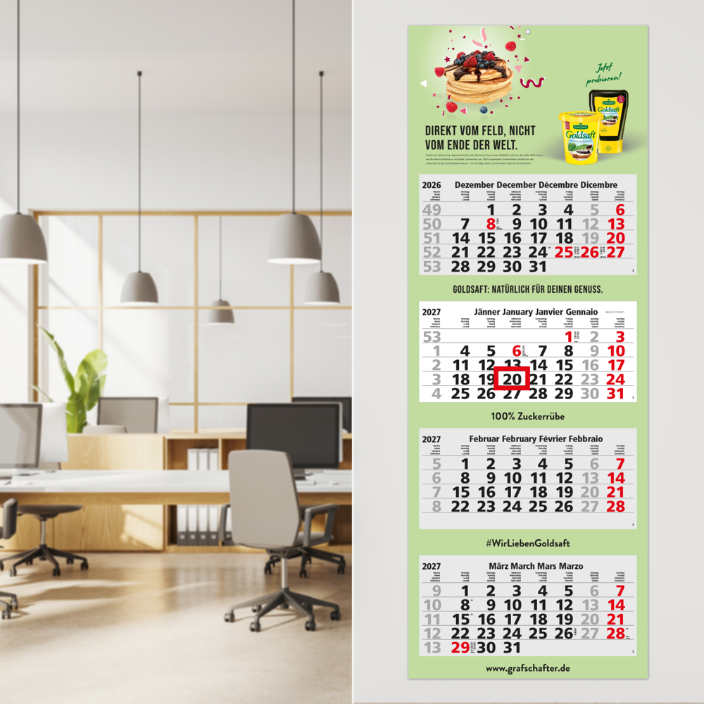 4-Monatskalender Mehrblock Quadro Light 4, Österreich