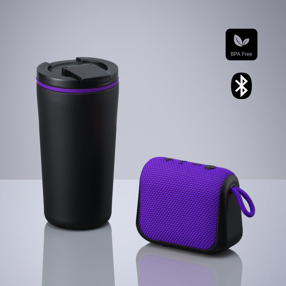 Everyday Set: Kaffeebecher 370 ml und kabelloser Lautsprecher - Violett
