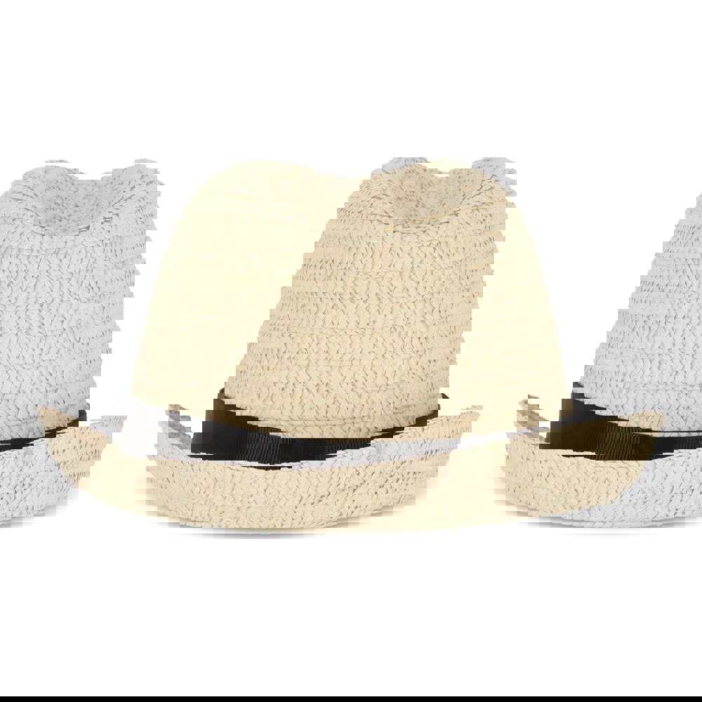 Pflanzlicher Strohhut mit farbigem Band