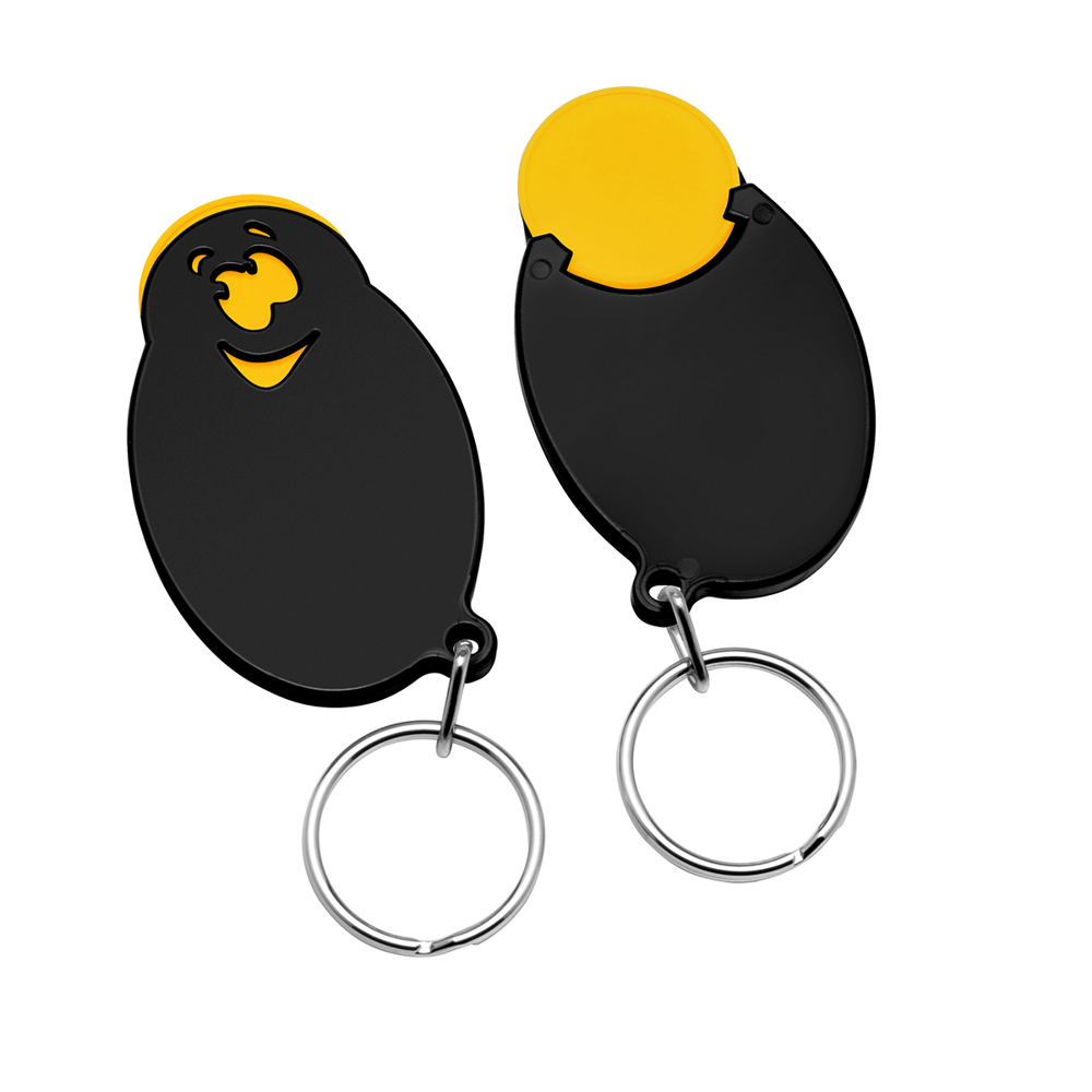 Chiphalter mit 1€-Chip "Gesicht" - gelb/schwarz