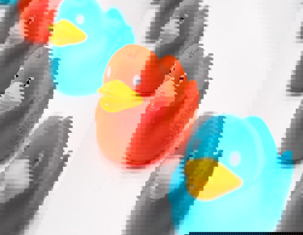 Quietsche-Ente, orange, 7,5 cm