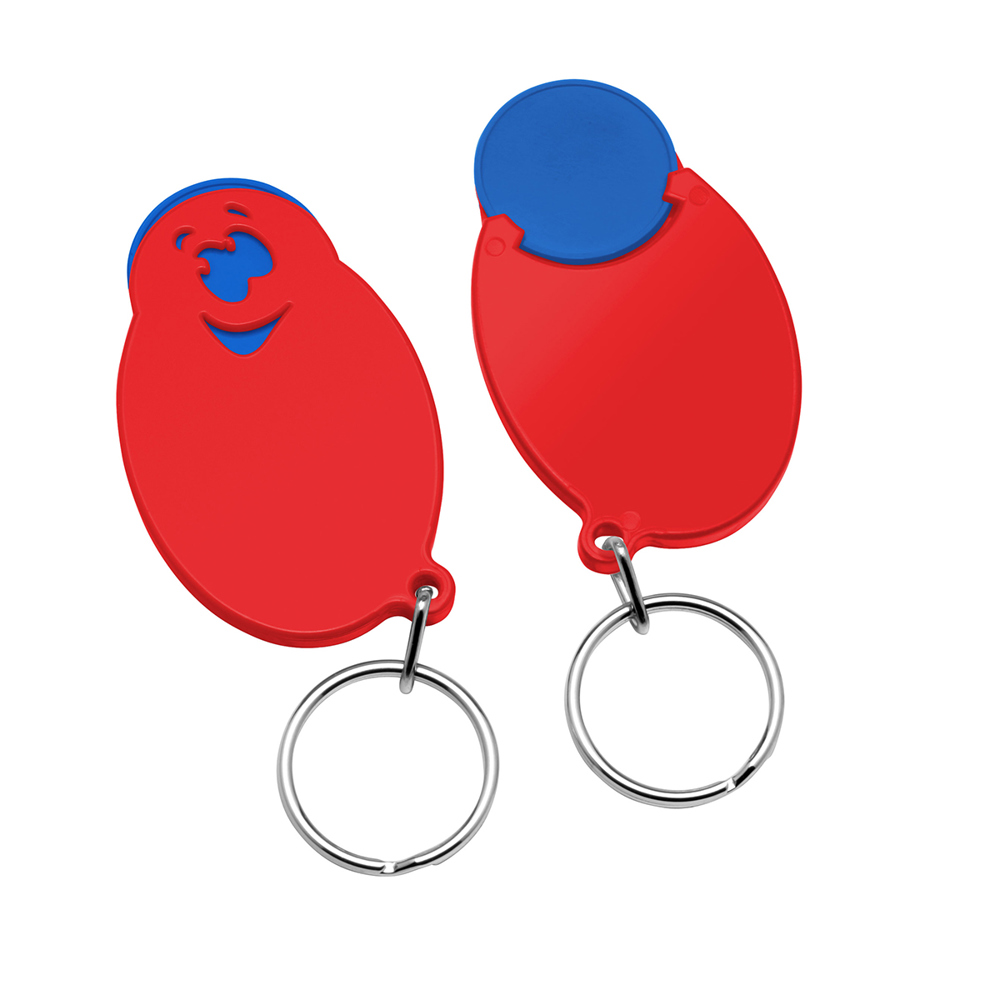 Chiphalter mit 1€-Chip "Gesicht" - blau/rot