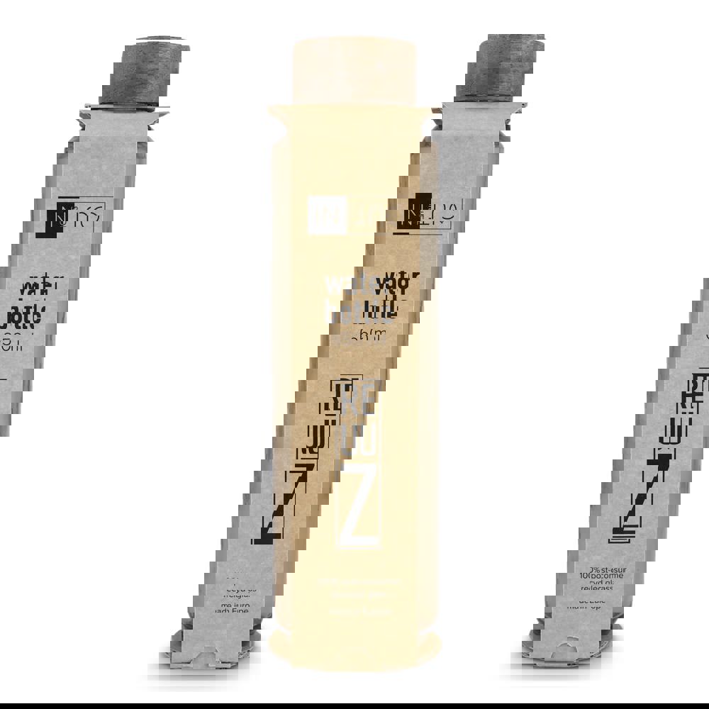 InSideOut Recycelte Glaswasserflasche ReuuZ mit Holzverschluss 650 ml