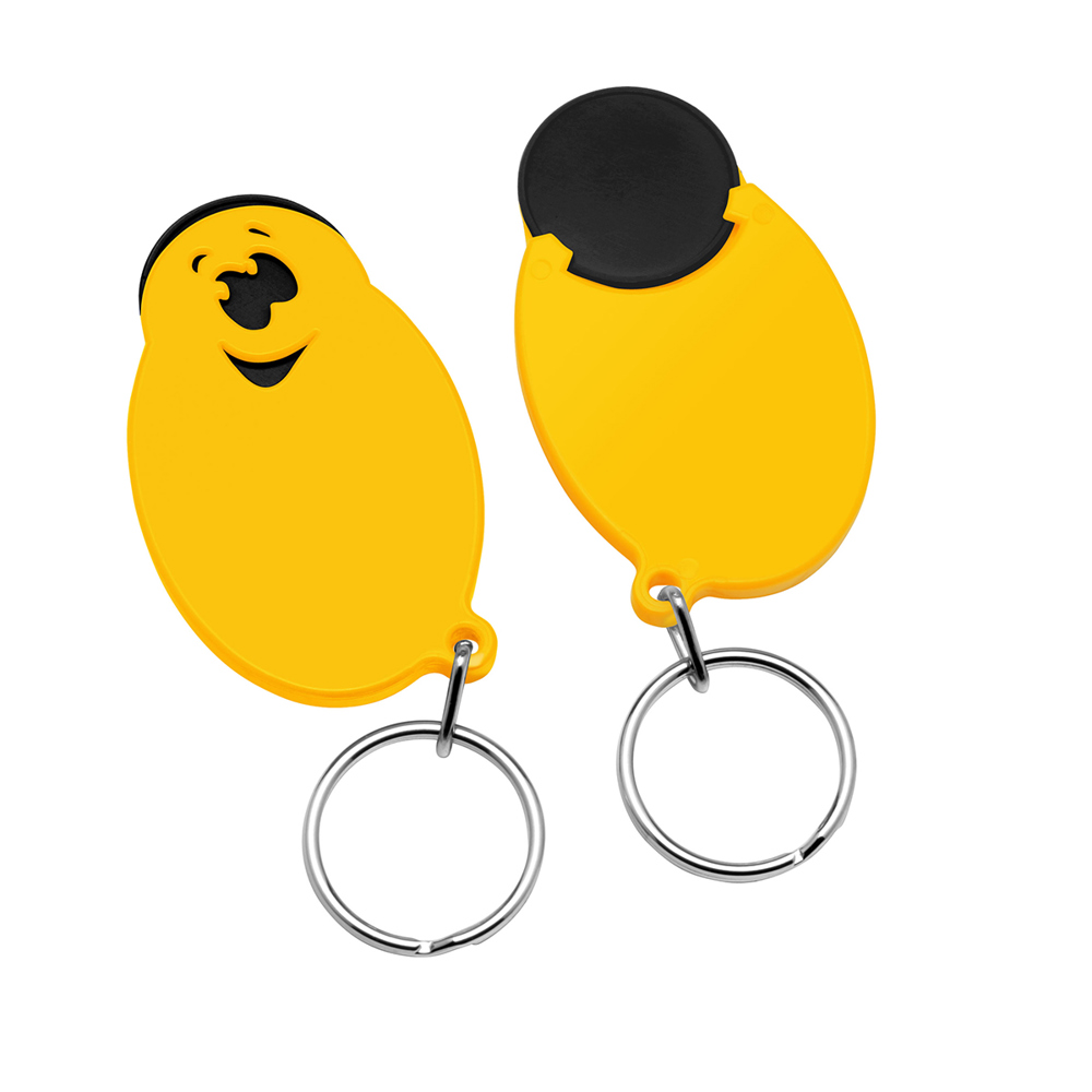 Chiphalter mit 1€-Chip "Gesicht" - schwarz/gelb