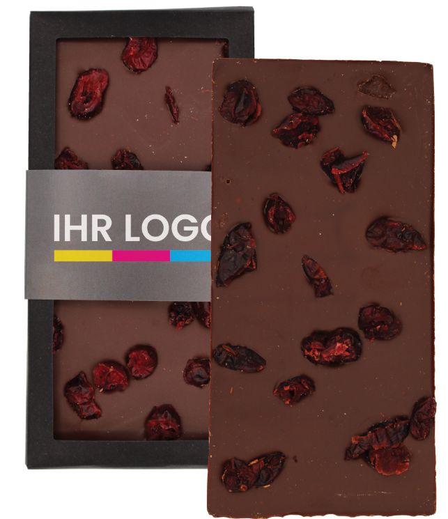 90 gr. Schokoladentafel Zartbitter mit Cranberry