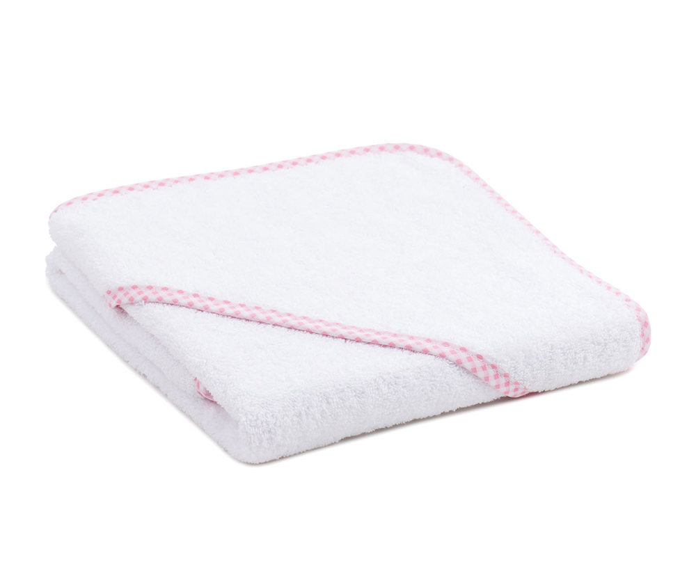 Kapuzentuch - weiß, rosa Paspel