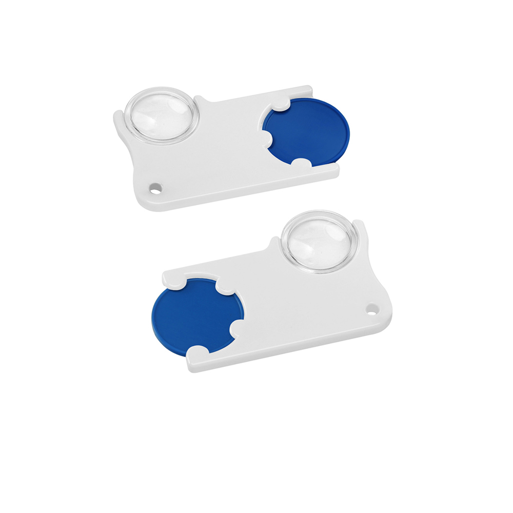 Chiphalter mit 1€-Chip und Lupe - Blau/Weiß