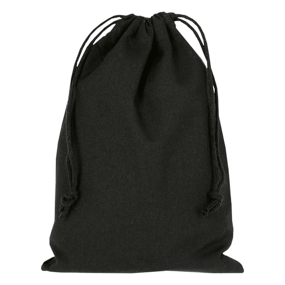 Baumwoll-Zuziehbeutel, OEKO-TEX®, 15 x 20 cm, ca. 140 g/m² - Schwarz