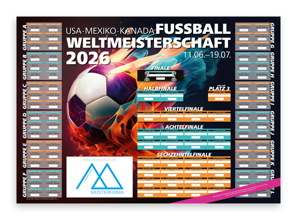 WM-Planer Spielplan-Wandplaner Fußball-WM 2026
