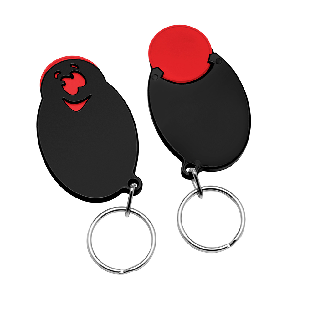 Chiphalter mit 1€-Chip "Gesicht" - rot/schwarz