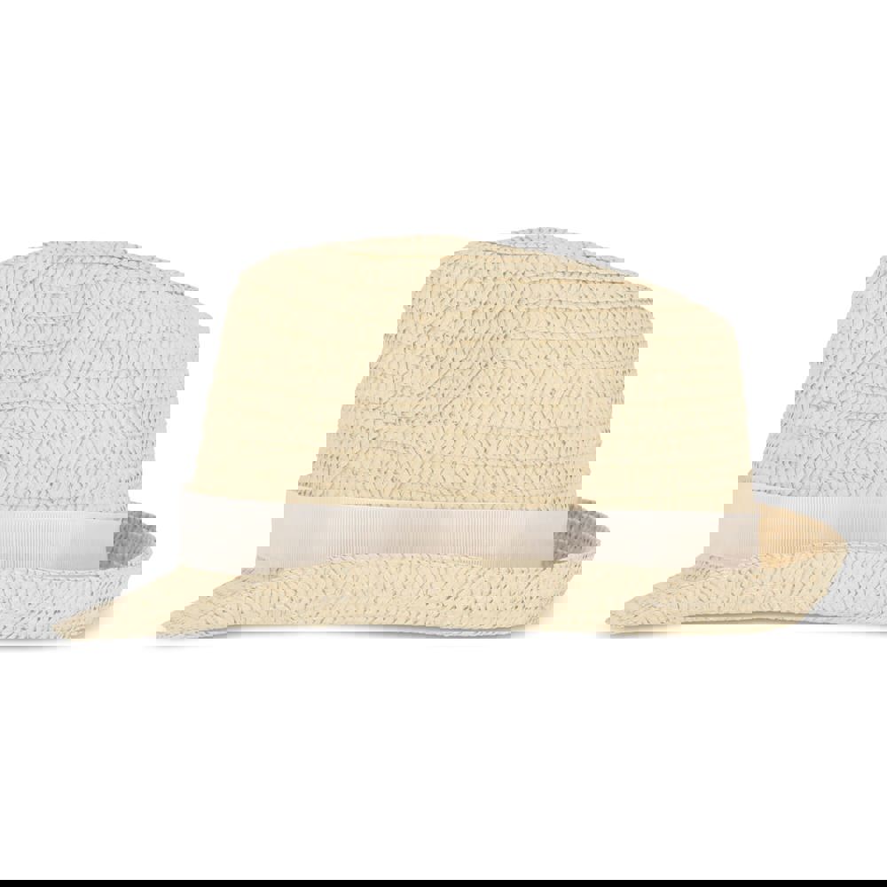 Pflanzlicher Strohhut mit farbigem Band