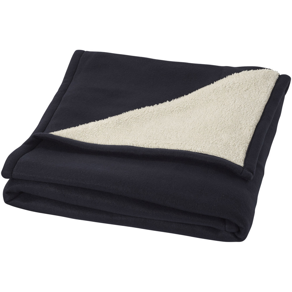 Springwood Decke aus weichem Fleece und Sherpa-Plaid - navy, offwhite