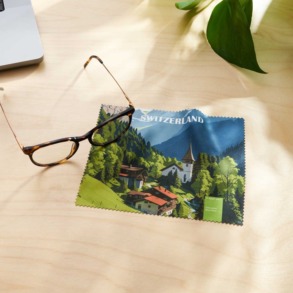 POLYCLEAN rPET Brillenputztuch 21x15 cm im Pergaminbeutel, All-Inclusive-Paket