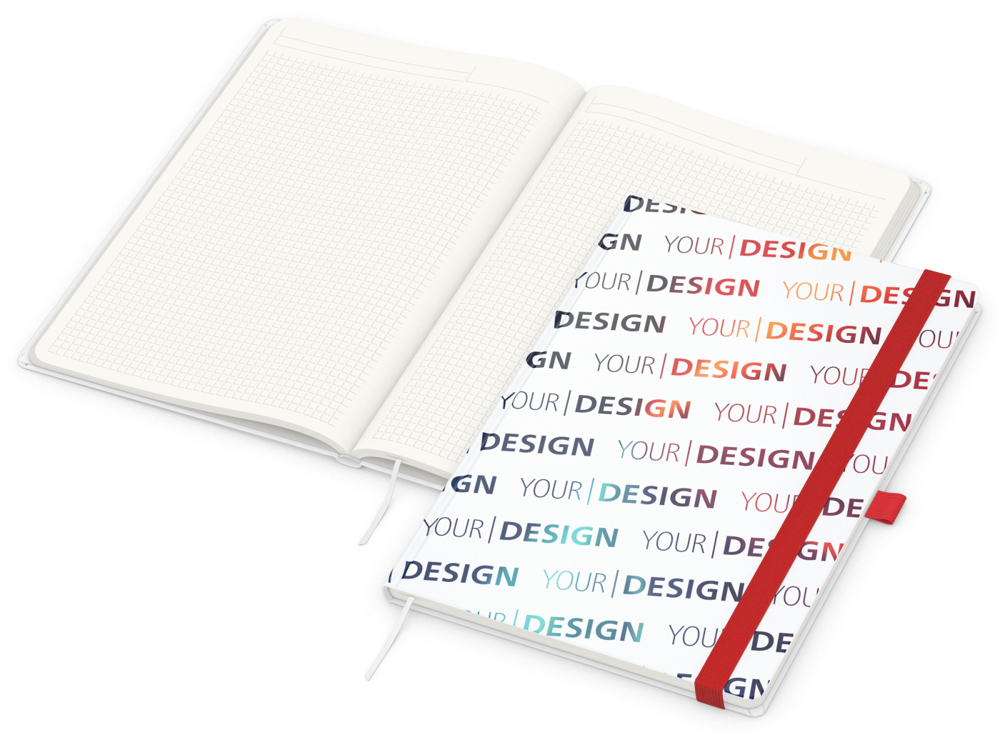 Notizbuch Match-Book RECYCLING, A4, Winkelkaro, Papier matt, rot