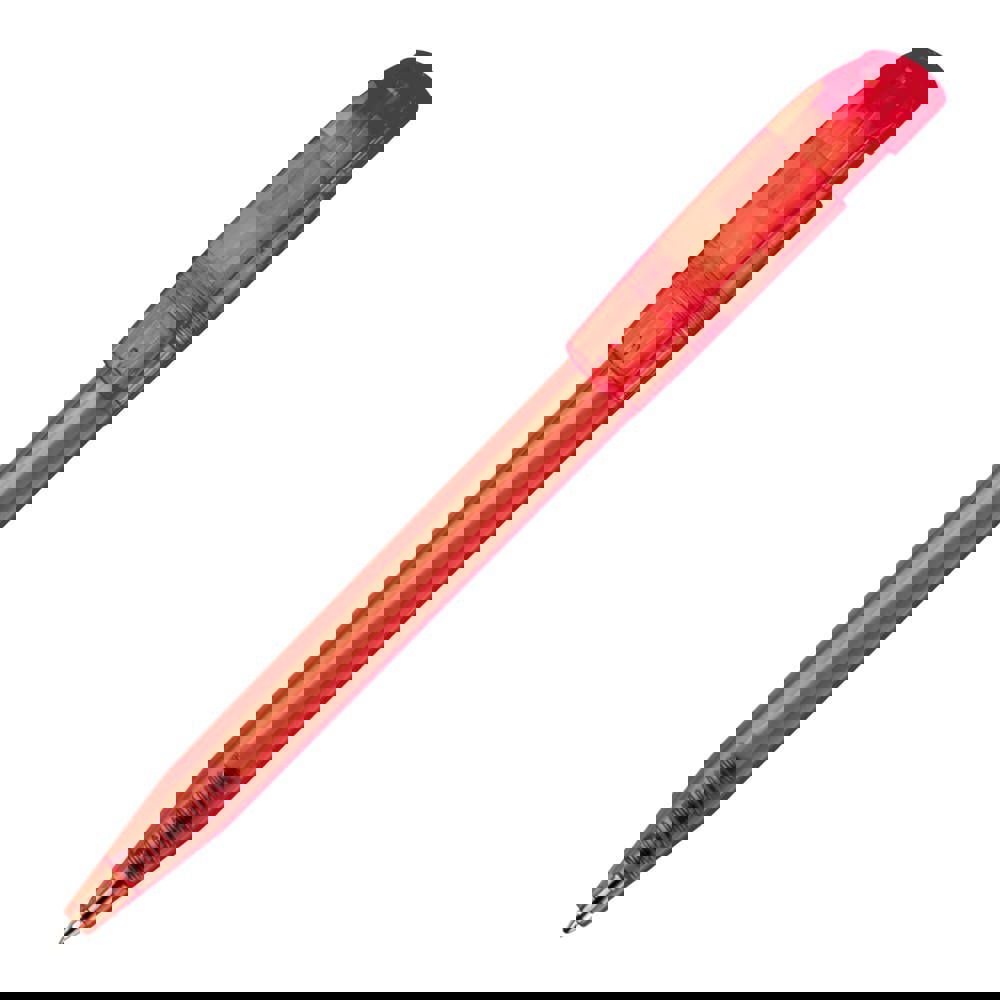 Kugelschreiber S45 Clear Transparent - Transparent / Rot