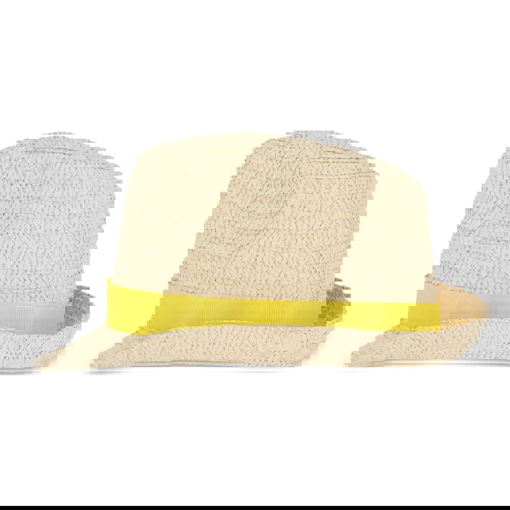 Pflanzlicher Strohhut mit farbigem Band