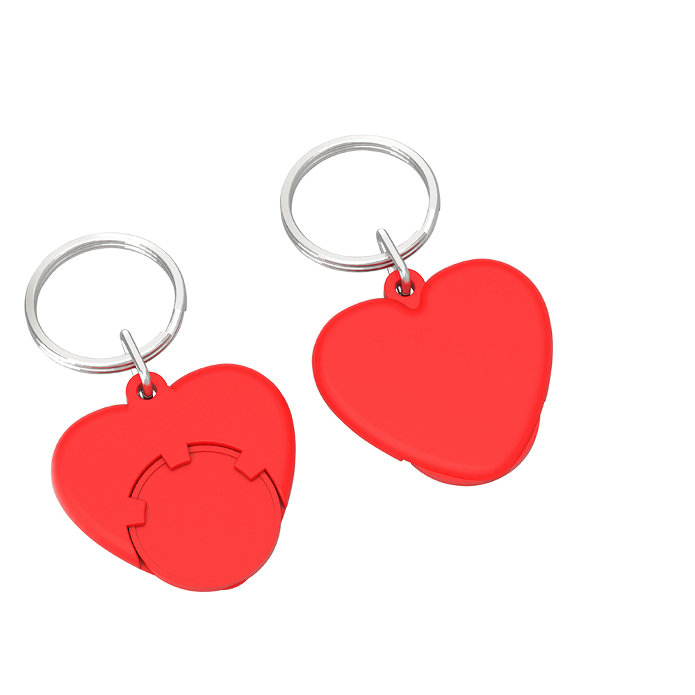 Chiphalter mit 1€-Chip "Herz" - rot/rot