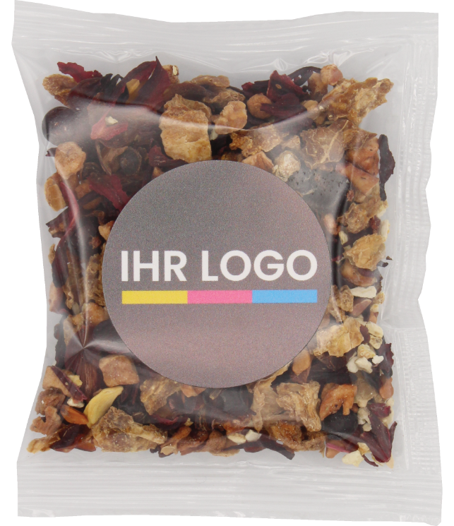 Früchte Tee mit Aufkleber