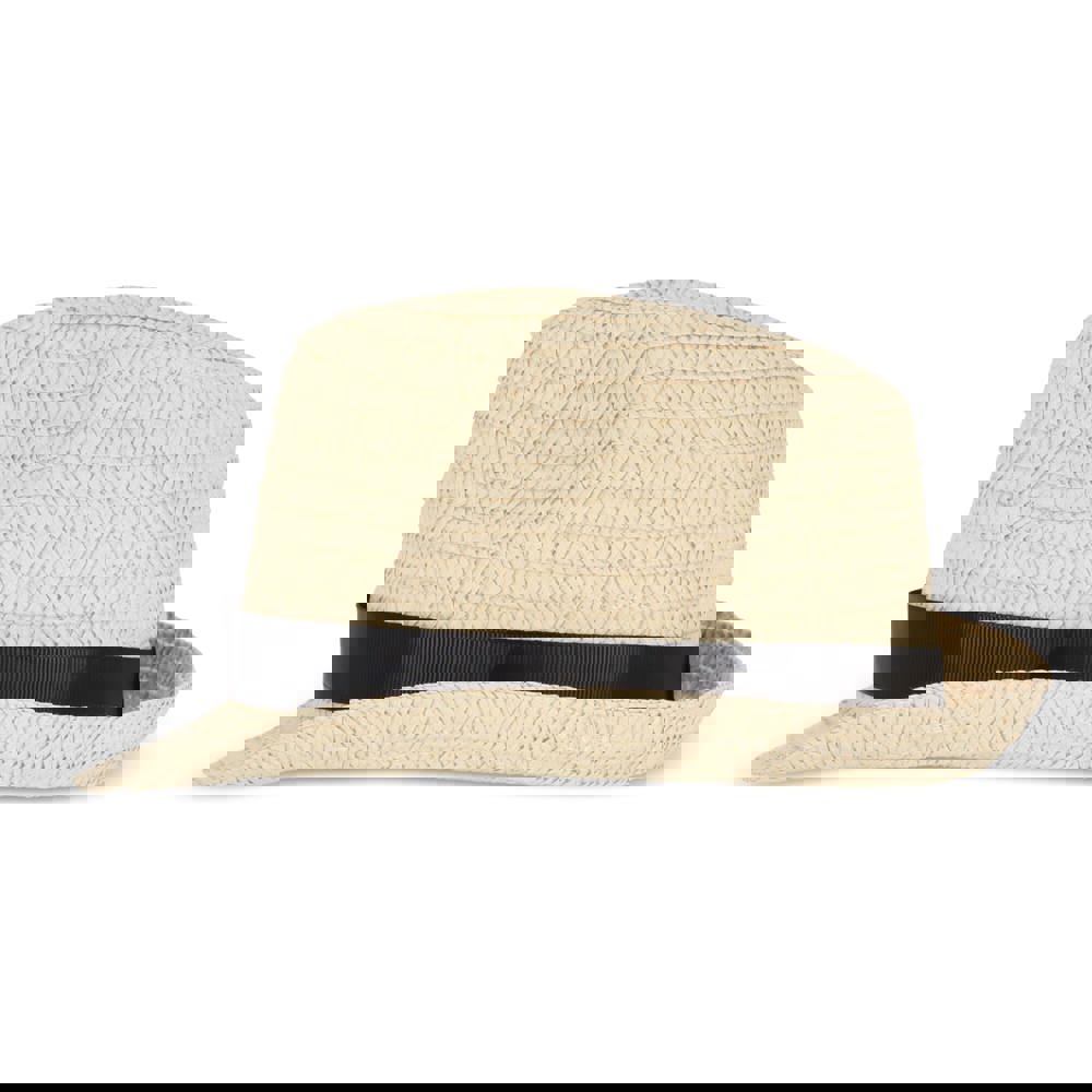 Pflanzlicher Strohhut mit farbigem Band