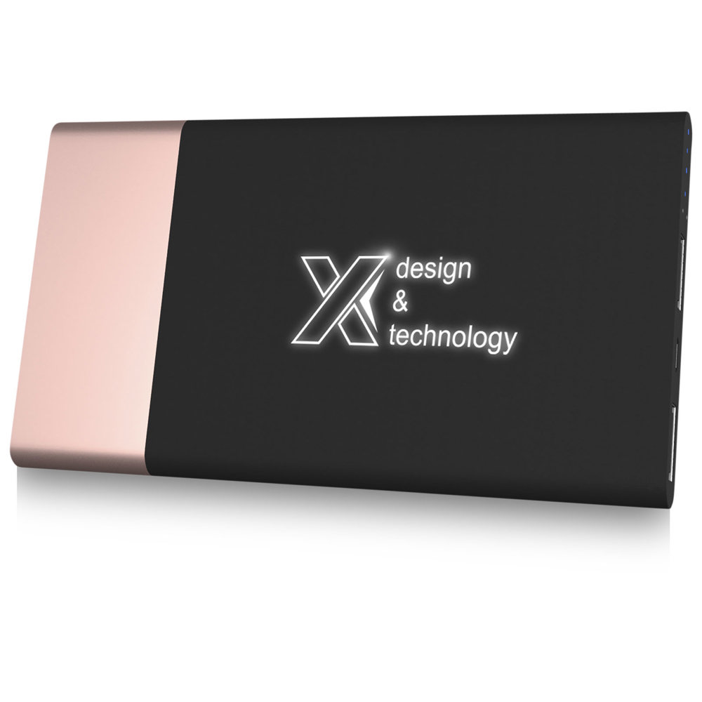 SCX.design P20 5000 mAh Powerbank mit Leuchtlogo - roségold, weiss